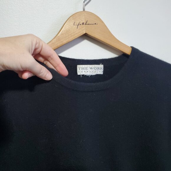 THE WORK CONNECTION Vintage Cashmere Crewneck SS Sweater Black Women's Large - Picture 3 of 9